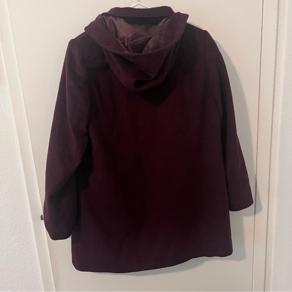 Cath Kidston Women’s Duffle Jacket Faux Fur Pom Poms Toggle Zip Burgundy UK 12 - Picture 6 of 11